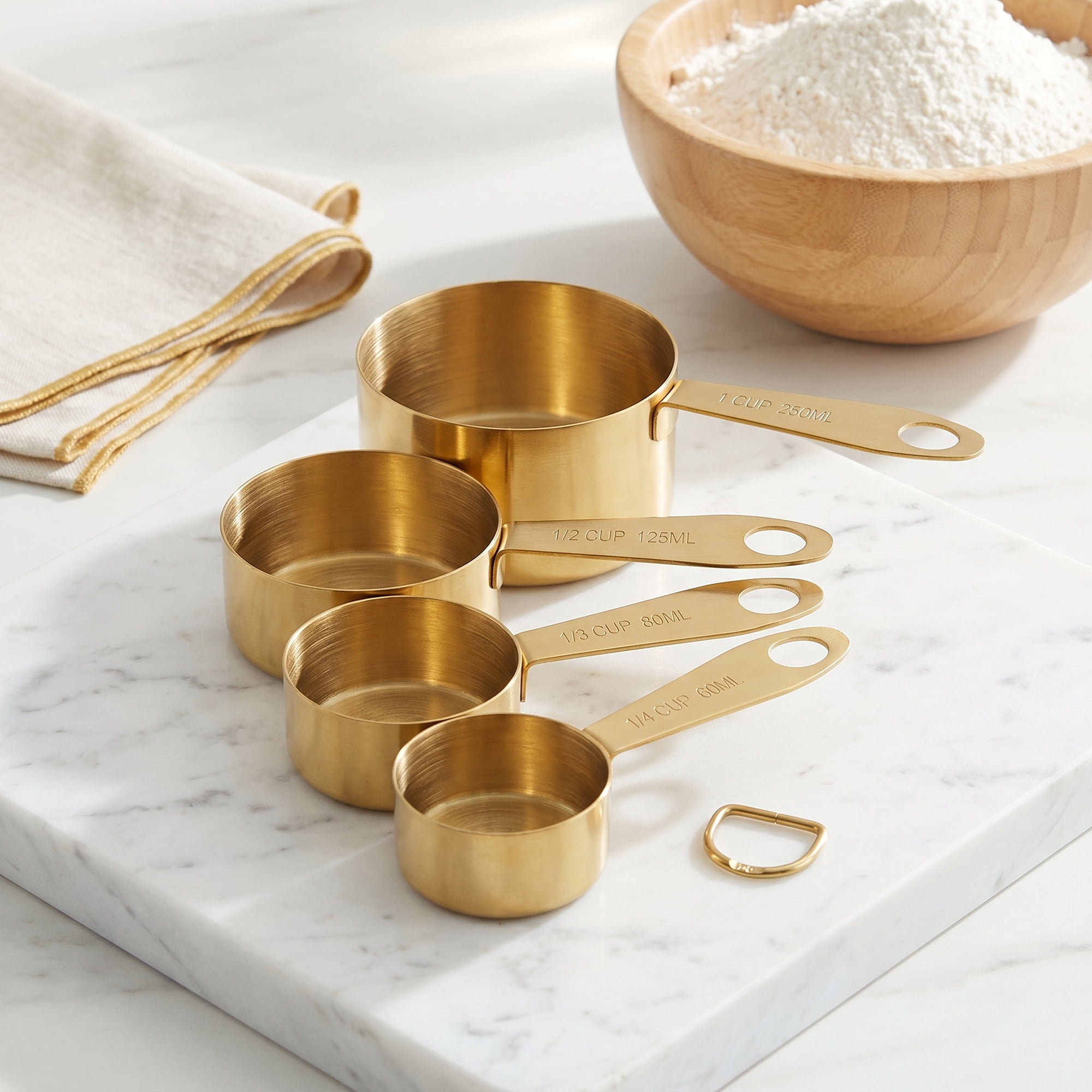 Unique Bargains Stainless Steel Measuring Spoons Set with Engraved Markings Gold 4Pcs