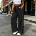 thumbnail image 3 of MLCDZ Fall Sweatpants for Women Drawstring Side Snap Button Lightweight Casual Loose Fit Track Pants with Pockets Comfy Baggy Lounge Golf Workout Trousers, 3 of 9