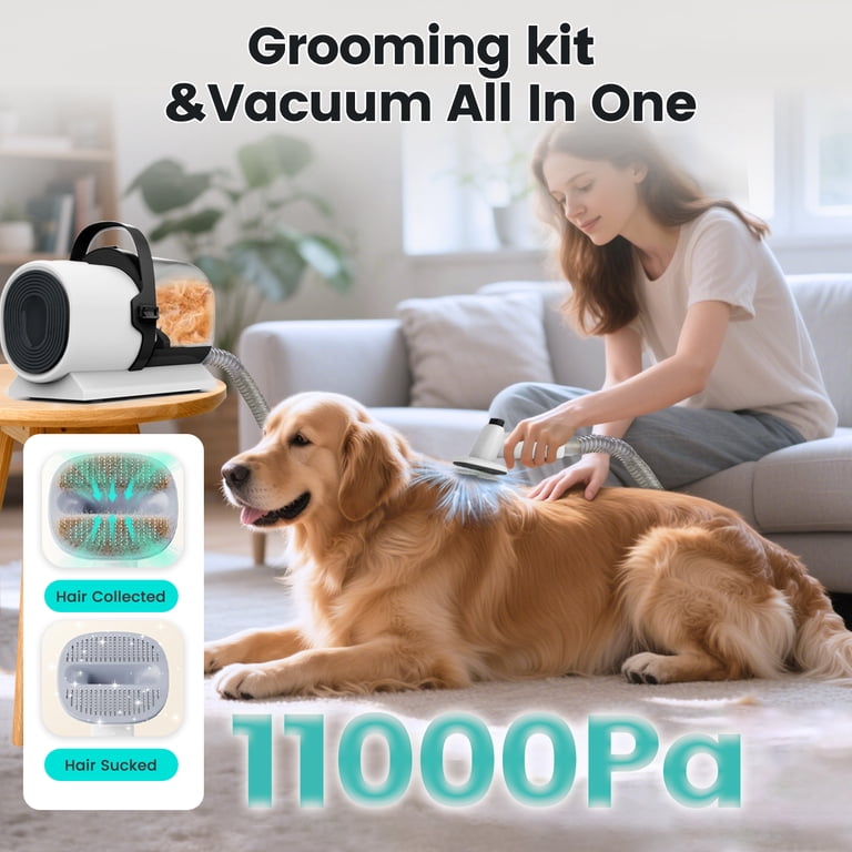 AIRROBO Dog Grooming Kit, 7 Grooming Tools, Pet Grooming Vacuum