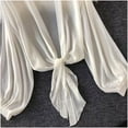 thumbnail image 5 of Ohufall Women's Flowy Chiffon Cardigans Fashion Casual Long Sleeve Bolero Sheer Shrugs Summer Lightweight Breathable Tie Front Cropped Shawl Tops for Women, 5 of 6