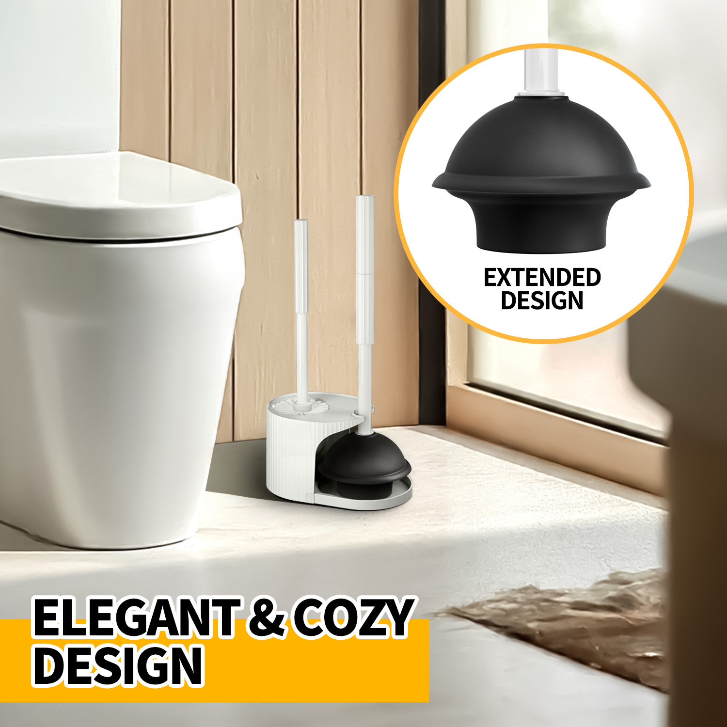 Propuri 2-in-1 Toilet Brush and Plunger Set with Holder photo 2