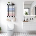 thumbnail image 6 of Yucurem Towel Storage Rack for Bathroom, Wall Mounted Towel Rack with Shelf and 5 Hooks, Metal Towel Holder for Small Bathroom Organizer Decor or RV Camping, 6 of 10