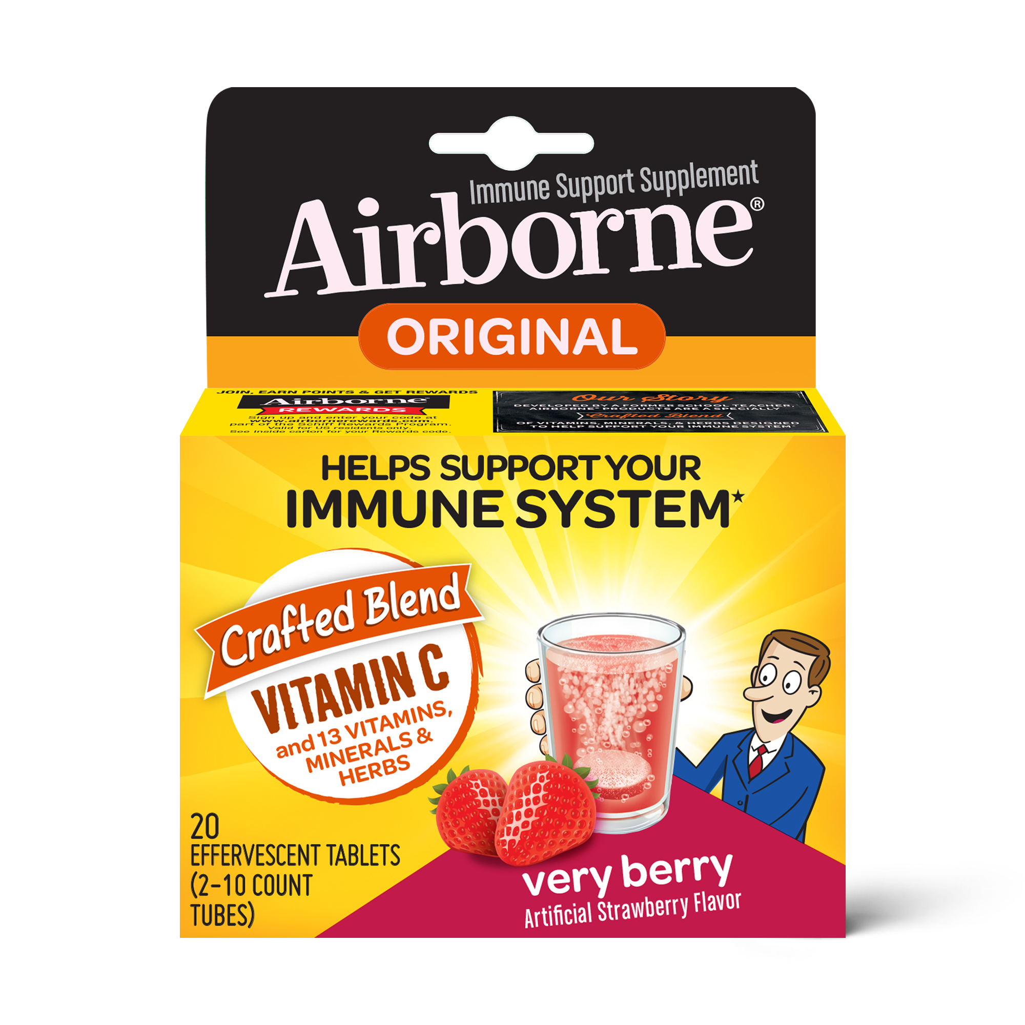 Airborne Immune Support Tablets with Vitamin C, Very Berry 20