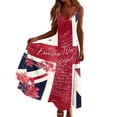thumbnail image 6 of Uootdi Women Dresses Union Jack Glitter Print Spaghetti Strap V Neck Maxi Length Loose Fit Lightweight Sundresses Casual Dresses Summer Vacation Outfit Gift, 6 of 8