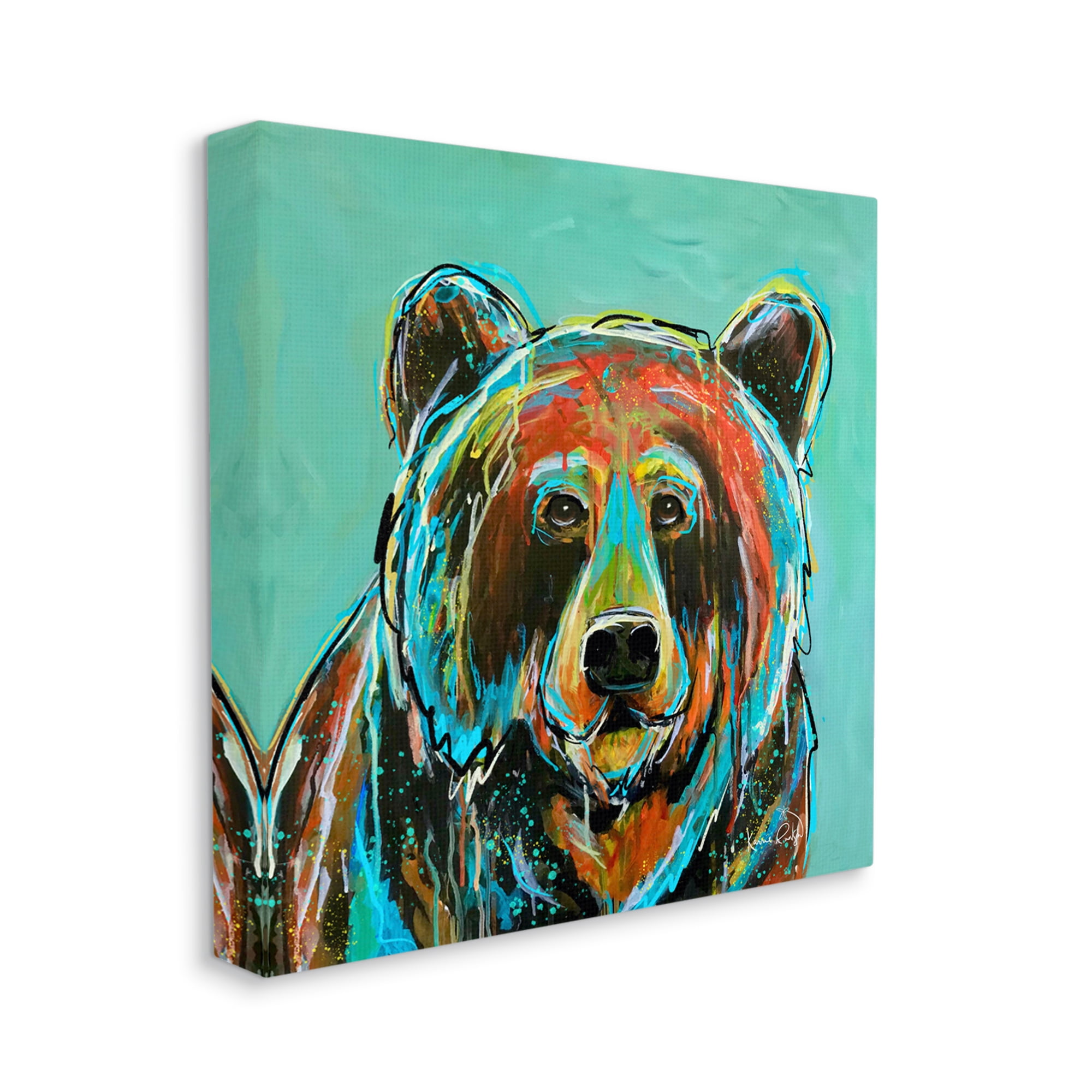 Stupell Industries Modern Bear Abstract Animals & Insects Painting Gallery Wrapped Canvas Art Print Wall Art, 36 x 36