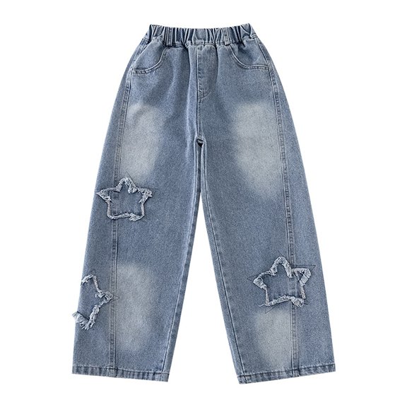 HIPYLO Jeans for Girls Size 7-8 Ripped Jeans Kids Baggy Snow Pants Casual Pants Girls Clothes Size 10 12 Trendy Clothes for 7 Year Old Girls 7-8, Blue 11-12 Years