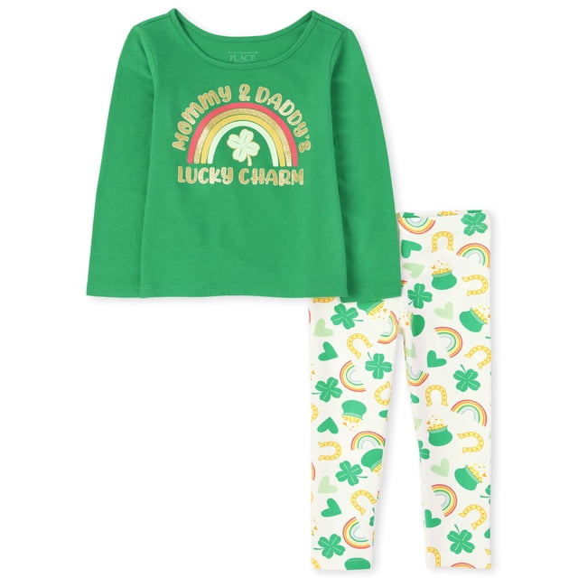 Set de ropa The Children's Place Baby Girls para el Día de San Patricio