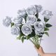 thumbnail image 2 of Ramo de 12 rosas plateadas artificiales en flor, ramo floral for bodas, rosas de seda suaves for decoración de salones de bodas, 2 of 5