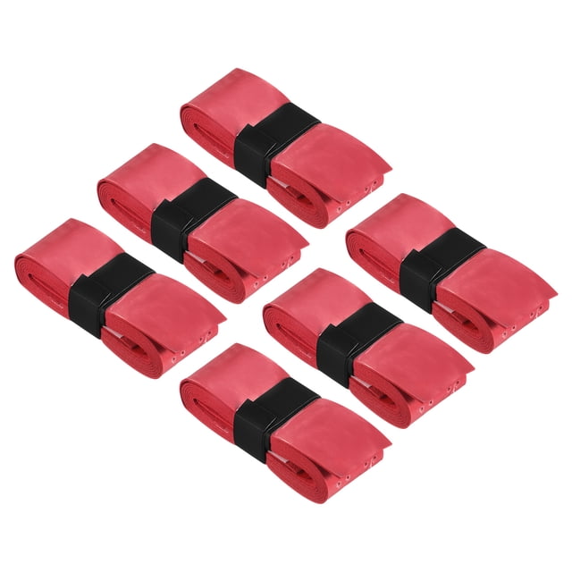 Unique Bargains 43.3' Non-Slip PU Tennis Racket Overgrip Tape Wraps with Hole Red 6 Pack