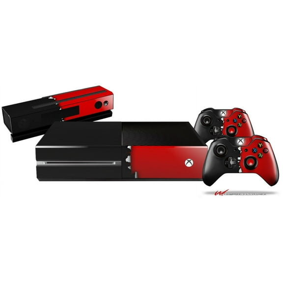 Ripped Colors Black Red - Skin Bundle Decal Style Skin fits XBOX One Console Original, Kinect and 2 Controllers (XBOX SYSTEM NOT INCLUDED)
