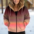 thumbnail image 2 of Xudanell Jackets for Women Warm Hooded Jacket Gradient Zipper Hoodie Drawstring Jacket Lined Plush Women Fashion Hoodies Light Pink XXXXL, 2 of 7