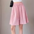 thumbnail image 2 of Mitankcoo Elastic Waist Shorts for Women Drawstring Denim Summer Casual Everyday Wide Leg Bermuda Shorts M-XL, 2 of 4