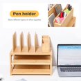 thumbnail image 4 of Organizador de escritorio Homde de bambú con 3 niveles y portalápices ajustable, 4 of 6