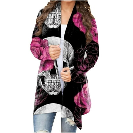 

Cardigan for Women Lightweight Long Sleeve Open Front Elegant Halloween Cardigan Jacket Coat Womens Fall Tops Funny Print Sweaters for Women Cardigan Open Front