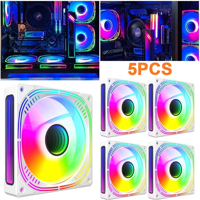 JShteea Enfriador CPU 120 Mm 5V 3Pin ARGB Sync Cooler Fan 12V 4 Pin PWM (Blanco Positivo)