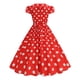 thumbnail image 2 of TaTaai Womens Casual Vintage Polka Dot Print Stand Collar Short Sleeve Button Down Flared Dress Elegant Fashion Lightweight Spring Summer Outfits Gift, 2 of 5