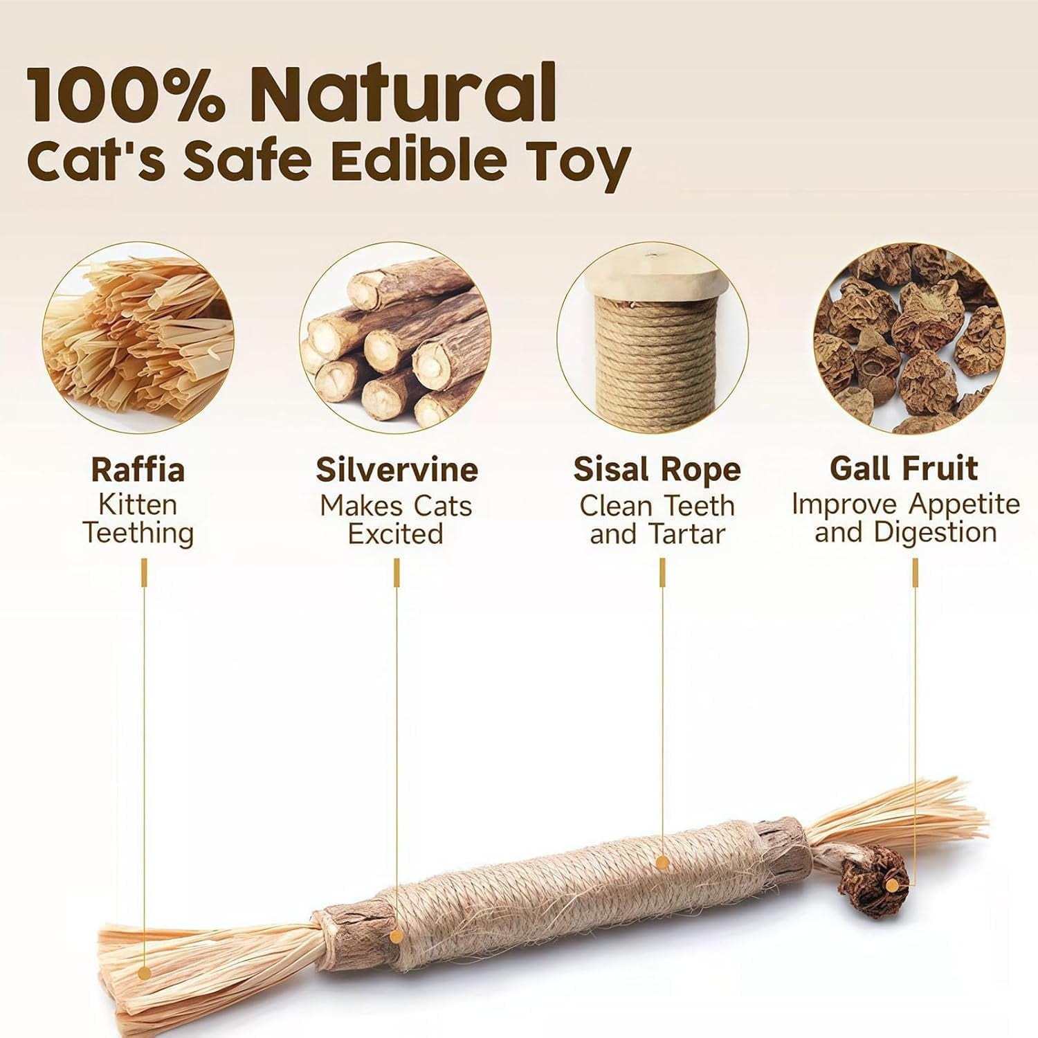 Puriq Natural Silvervine Dental Sticks, Silvervine Sticks for Cats, Interactive Cat Chew Stick for Teeth Cleaning, Scratch & Bite Resistant, for Indoor Kitty Fresh Breath, Healthy Teeth (8-StyleB)