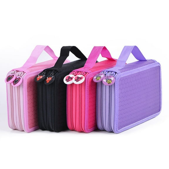 STRANDCHIC Rosy Colored Pencil Case with 32 Slots, Pen Bag for Organized Storage and Travel, and Portable