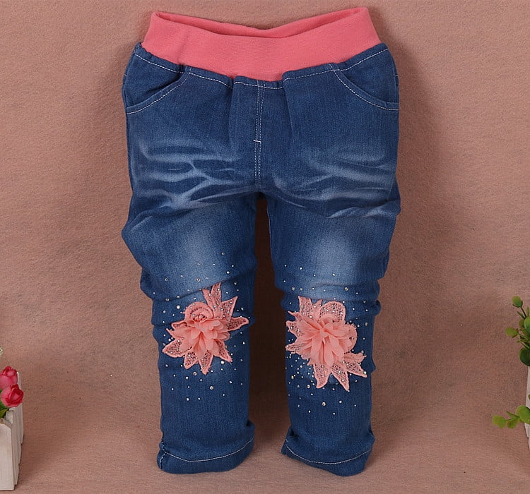 Peaoclate 6M-4Y Spring Autumn Infant Toddler Baby Girl Denim Clothing 3 pcs Sets 3 pcs Casual Outfits Lace Dress Jacket and Jeans,2-3Years,Flower-Orange