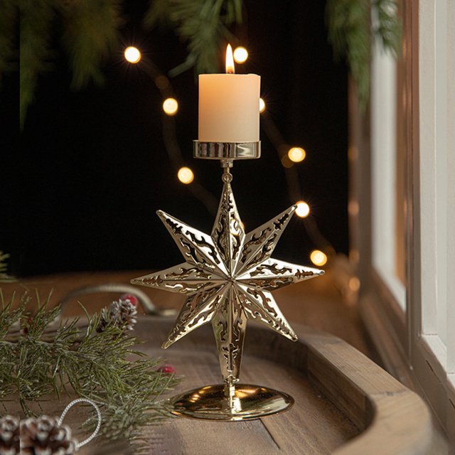 Oferta de otoño de QuLuJing 2024: candelabro navideño para escaparate, adornos dorados, decoraciones navideñas de hierro, bandeja para velas con diseño de ambiente.