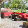 thumbnail image 3 of Aoxun 15-Piece Patio Furniture Set with Propane Fire Pit Table Wicker Outdoor Conversation Set, Red, 3 of 8