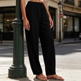 thumbnail image 6 of ClodeEU Women's Elastic High Waist Tapered Pants, Casual Loose Fit Trousers with Pockets Black,Women's Plus L, 6 of 7