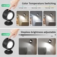 thumbnail image 3 of LED Wall Mounted Lights 3 Pcs with Remote, Wall Sconces Lamp 3000mAh Rechargeable Battery Operated, 3 Color Temperatures & Dimmable Magnetic 360 °   Rotation Cordless Light for Bedroom Bedside, 3 of 4