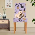 thumbnail image 4 of Yayeee 2 Pack Dining Chair Covers Stretch Parson Chairs Slipcovers Seat Protector, Light Purple Halloween Black Cat, 4 of 6