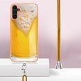 thumbnail image 3 of for Samsung Galaxy A14 5G Crossbody Strap Phone Case, Anti-Fall Pattern Clear Design Transparent Soft & Flexible TPU Drop and Shockproof Protective Cover with Adjustable Nylon Neck Strap, Draft Beer, 3 of 7