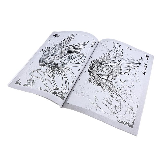 GRANDE de FENIX en EL de FUEGO PIERNA TRASERO BOCETO DEL LIBRO de TRANSFERENCIA de ARTE DEL CUERPO Zulema Libro Del Color De Los Tatuajes