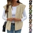 thumbnail image 6 of qucoqpe Womens Fuzzy Vest Cap Sleeve Crew Neck Knit Sweater Cardigan Fall Winter Casual Open Front Jackets, 6 of 6