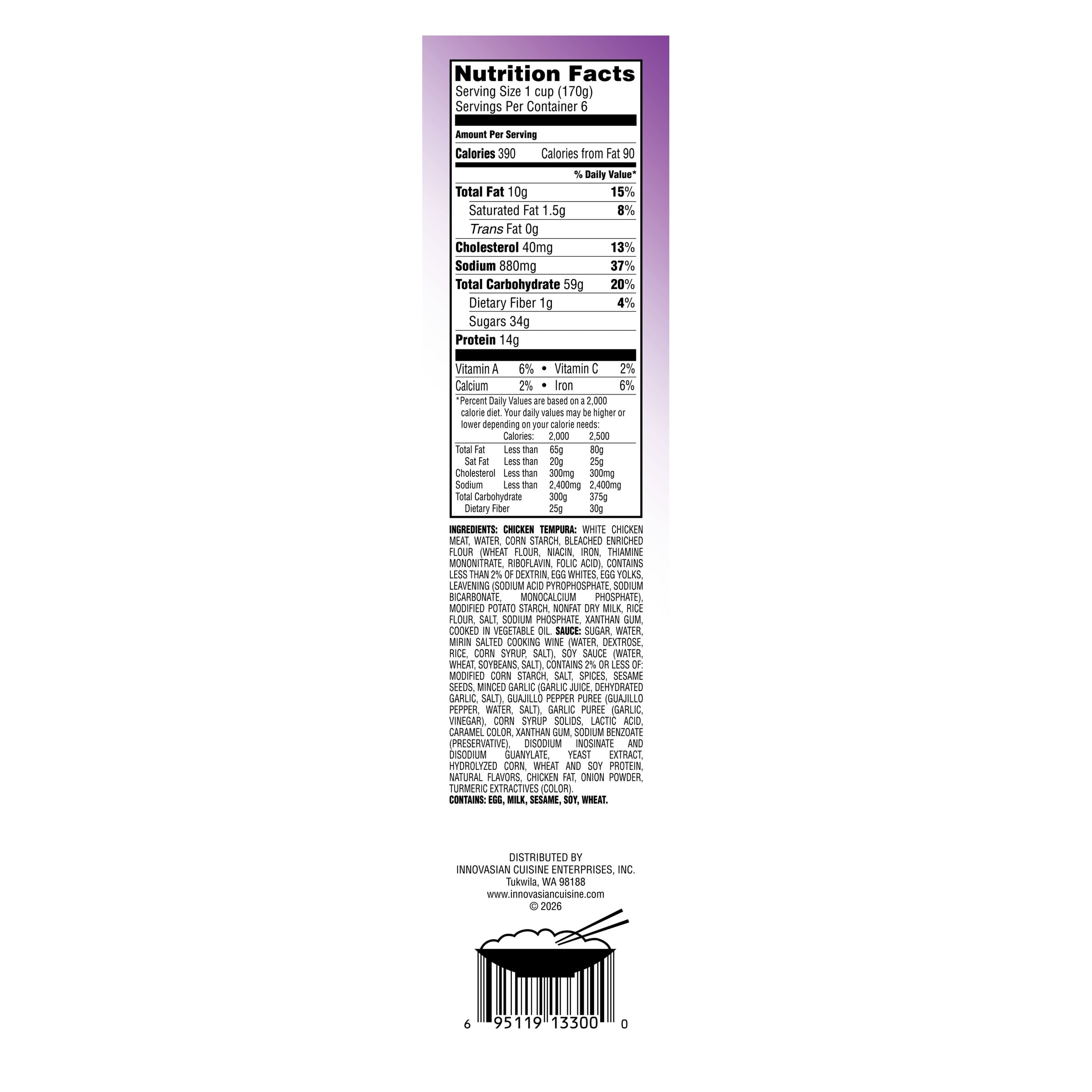 InnovAsian General Tso's Chicken, 36 oz (Frozen Meal)
