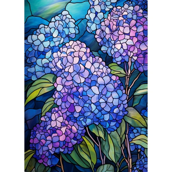 Night Hydrangeas 5D Diamond Art DIY Paint with Full Drill Round Diamond Gems Painting by Number Kits for Adults Art Craft Home Wall Decor 11.8x15.8in