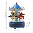 thumbnail image 2 of Musical Carousel Music Box with Blue Starry Canopy and Wooden Horses, 6 Inches, Blue, for Girls and Daughters, Tabletop Decoration and Cake Topper, 2 of 4