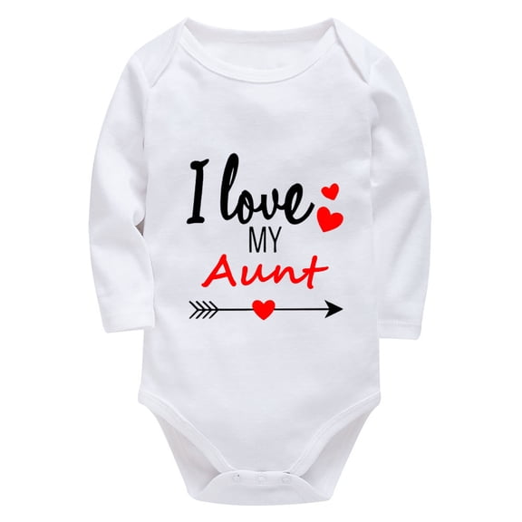 I Love My Aunt Newborn One Piece Long Sleeve Take Home Outfit for Baby Boy White Baby Girl White Outfit