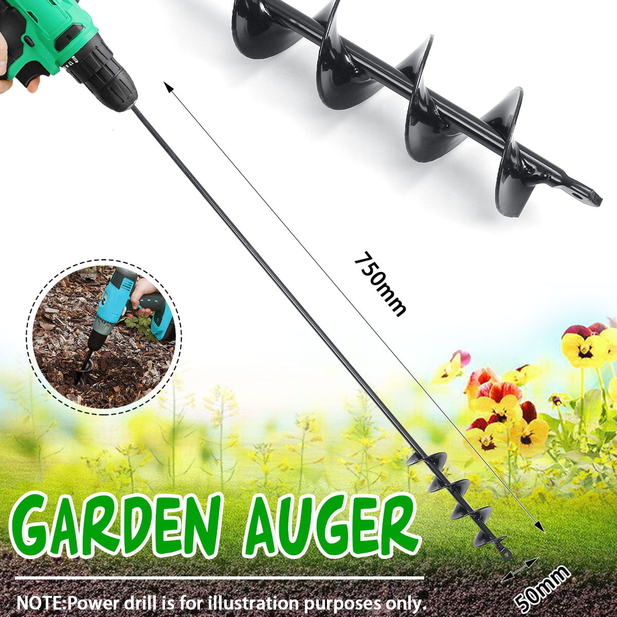 Details about   Garden Auger Spiral Drill Bit Planter Digging depths electric drill ground drill