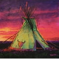 thumbnail image 2 of Langton, Bruce 20x20 Gold Ornate Wood Framed with Double Matting Museum Art Print Titled - Sunset Tipi, 2 of 4