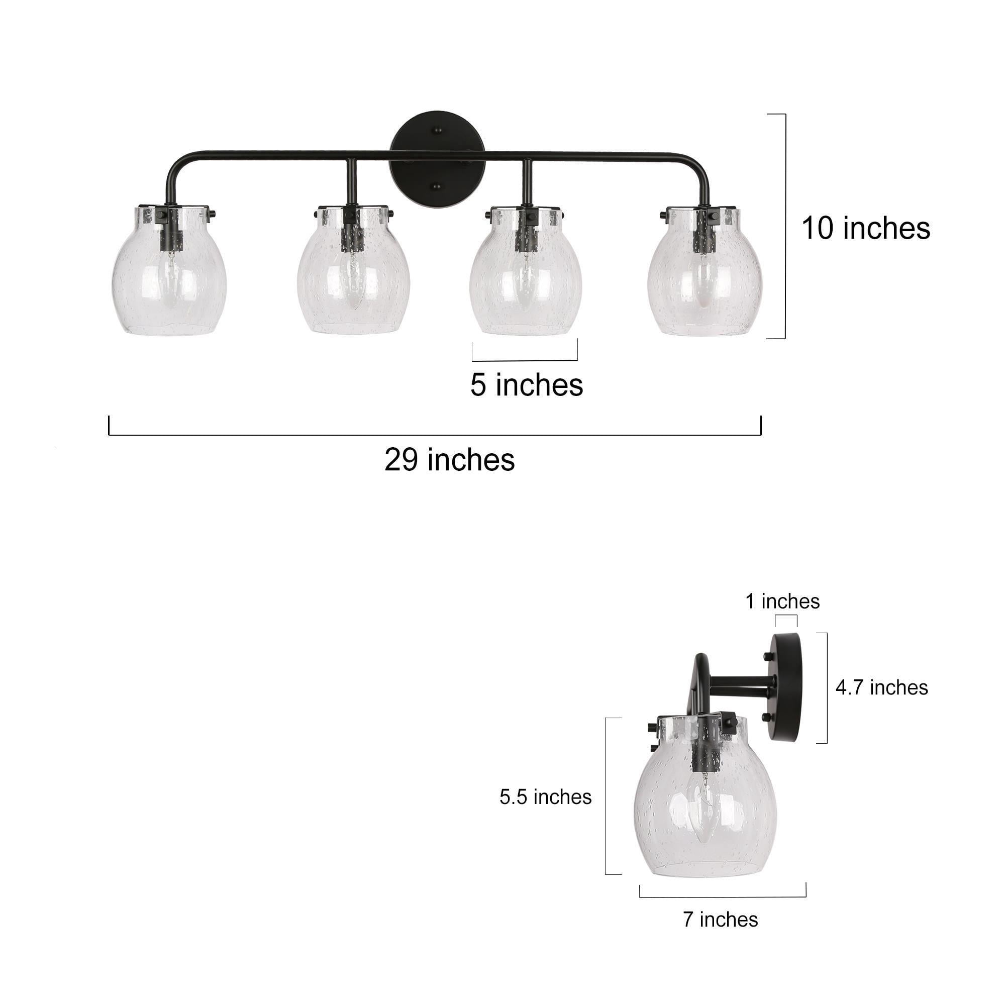 LNC 29-in 4-Light Matte Black LED Modern Vanity Light Bar for Dressing Room, Powder Room
