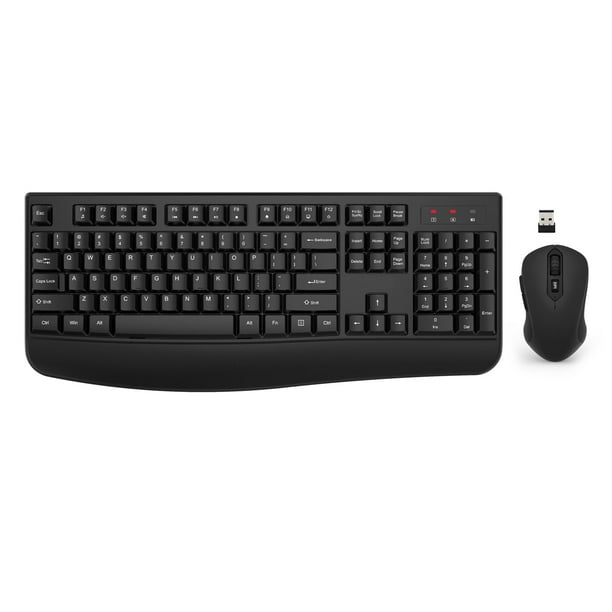 Combo de teclado y ratón inalámbricos EDJO de tamaño completo, negro