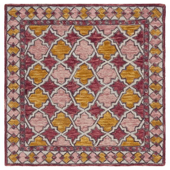 SAFAVIEH Aspen Joshua Geometric Area Rug, Pink/Yellow, 5' x 5' Square
