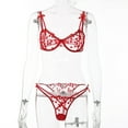 thumbnail image 5 of DISKEBUISS Sexy Bra And Panty Sets,Embroidered Two Piece Underwire Lingerie Set Red L, 5 of 5