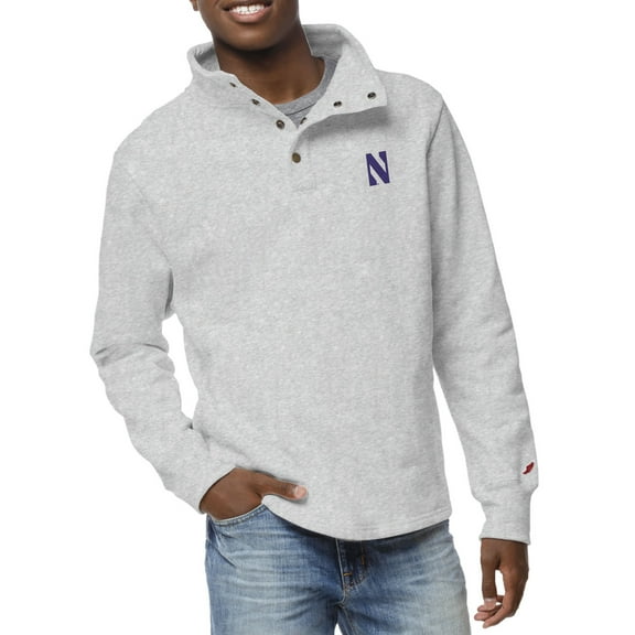 Men's League Collegiate Wear Ash Northwestern Wildcats 1636 Fleece Quarter Snap Up Pullover Sweatshirt