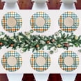 thumbnail image 6 of Modern Minimalist White Green Orange Square Grid Round Placemat Set of 1, Non-Slip Heat Resistant & Waterproof Plate Pads for Dinner Table Table Placemats, 15.4 in Home Decor, 6 of 6