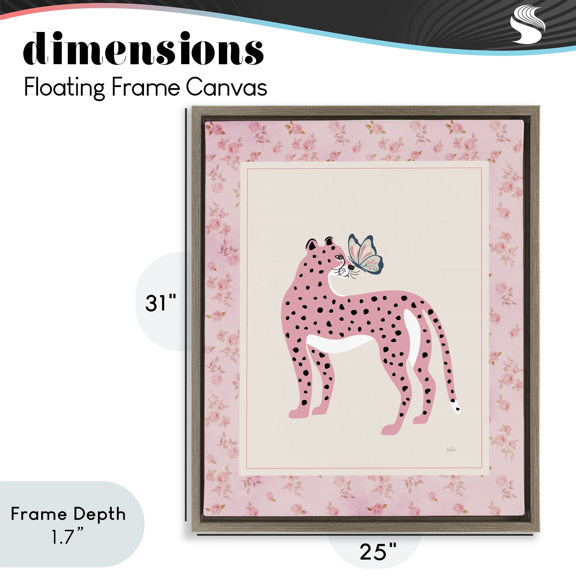 Stupell Industries Cheetah & Butterfly Friendship Brown Framed Floater Canvas Wall Art, design by Natalie Carpentieri