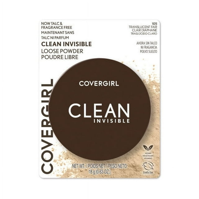 COVERGIRL Clean Invisible Loose Powder, 100% Natural Origin Pigments & Only 15 Essential Non-Clogging Ingredients, Lightweight, Breathable Formula