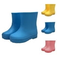thumbnail image 4 of XIMIN Kid Girl's Thickened Sole Solid Color Anti-Slip Wading Boots Ankle Rain Boots Waterproof PVC Garden Boots Four-Season Fleece-Lined Water Shoes, 4 of 4