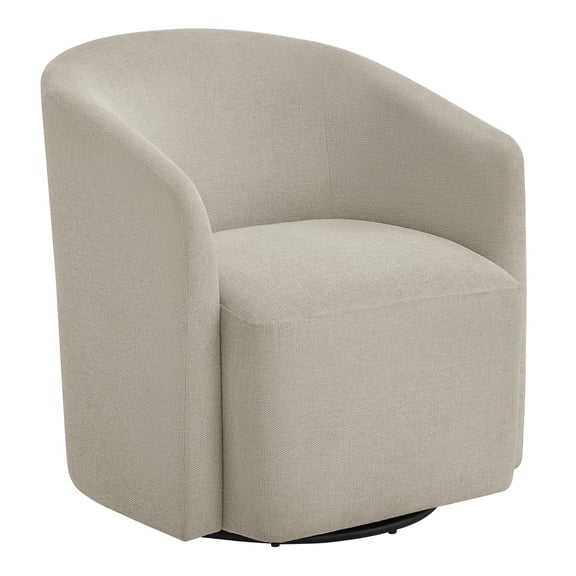 JERFIT Modern Swivel Barrel Chair, 360° Rotating Upholstered Accent Armchair with High Resiliency Foam, Beige Fabric Small Space Seating for Living Room, Apartment, Office