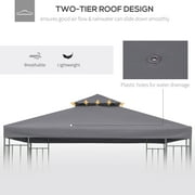 Outsunny Gazebo Replacement Canopy for Model 01 -0153, 2-Tier Top Cover for 9.84' x 9.84' Outdoor Gazebo, Charcoal (TOP ONLY)