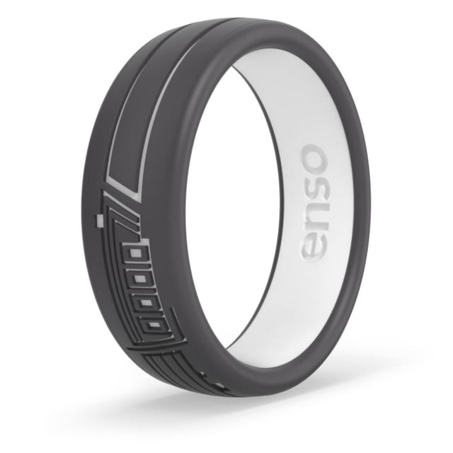 Enso Rings Colección Star Wars Lightsaber - Anillo De Silicona De Doble Tono - Diseño Grabado - Sable Oscuro - Tamaño 6
