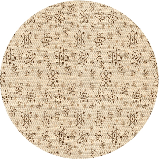 Ahgly Company Tapis Rond Lavable en Machine Intérieur Transitionnel Pérun Brun, 8 Pieds Rond